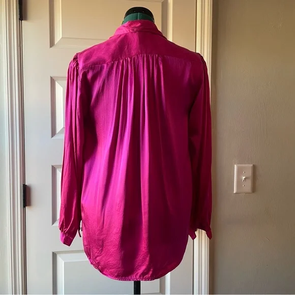 100% silk Oscar de la Renta hot pink blouse - Picture 2 of 4